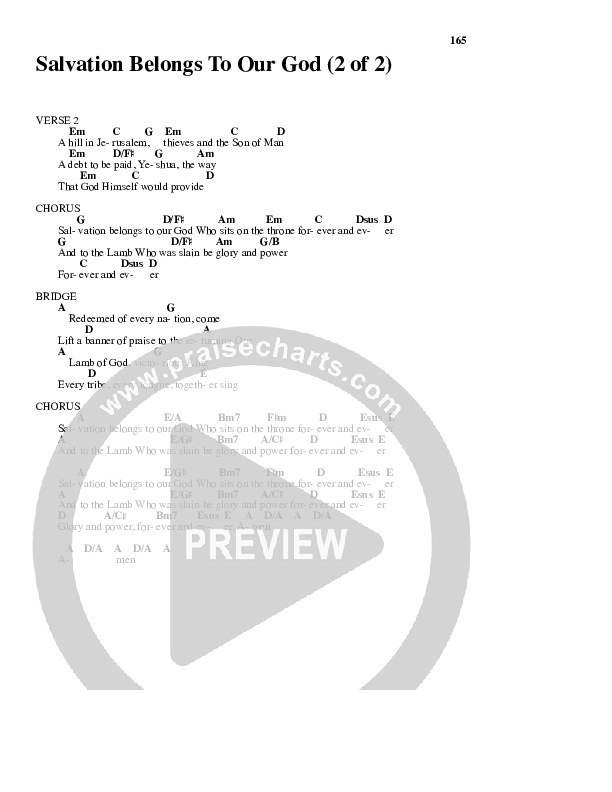 Salvation Belongs To Our God Chord Chart (Paul Wilbur)