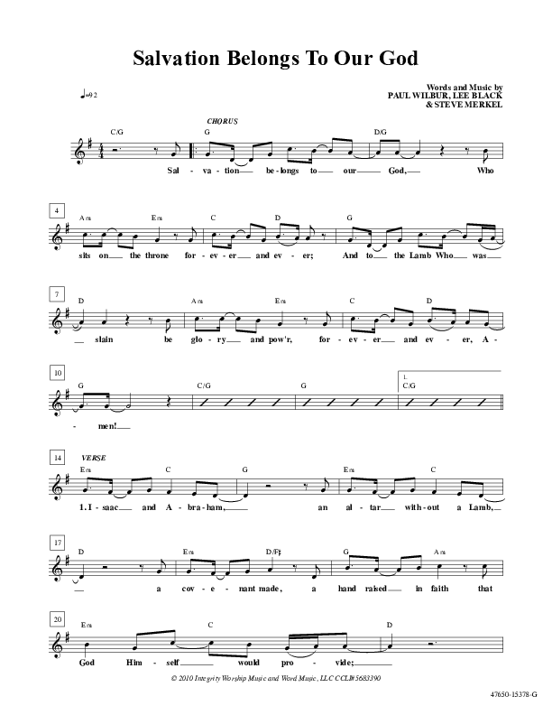 Salvation Belongs To Our God Lead Sheet (Paul Wilbur)