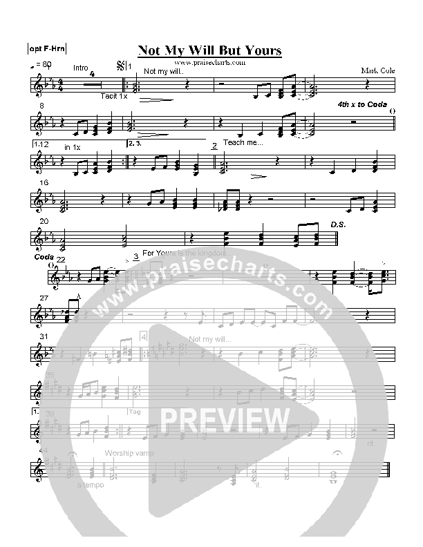 Not My Will But Yours French Horn (Mark Cole)