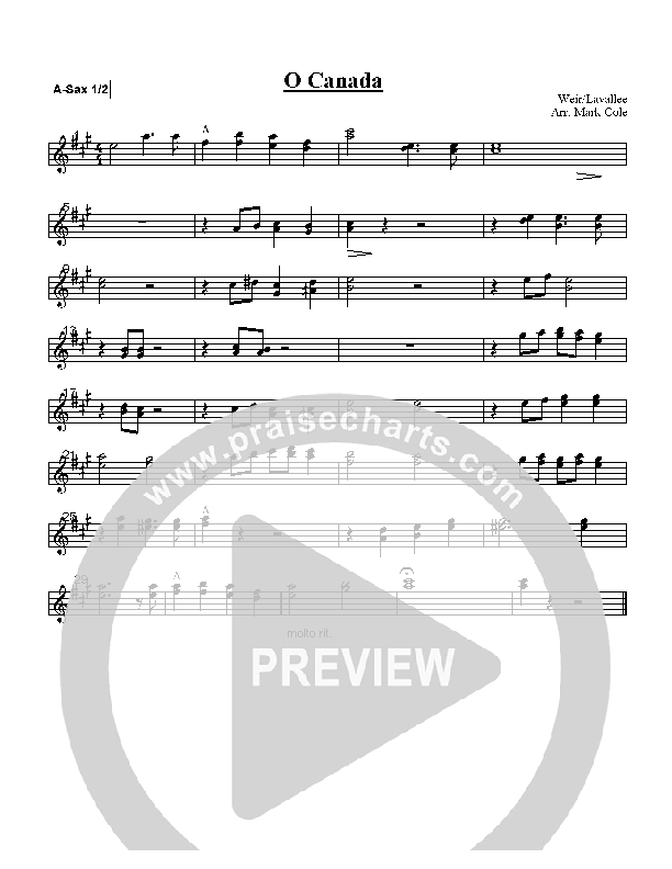 O Canada Alto Sax 1/2 (Mark Cole)