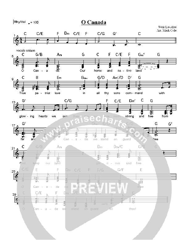 O Canada Orchestration (Mark Cole)