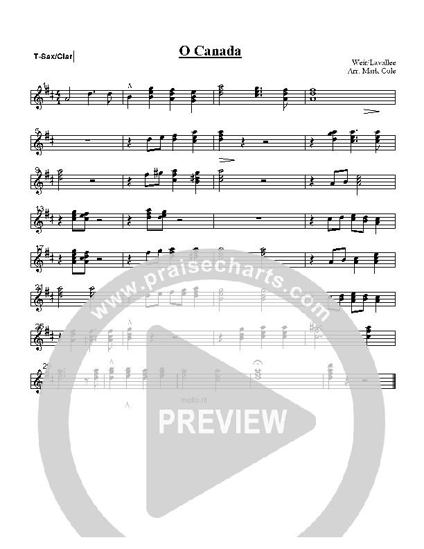 O Canada Tenor Sax/Clarinet (Mark Cole)