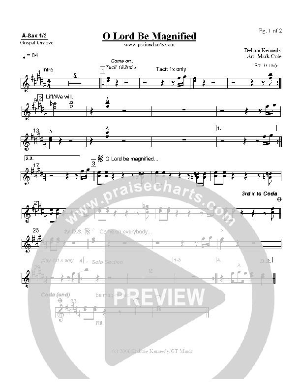 O Lord Be Magnified Alto Sax 1/2 (Mark Cole)