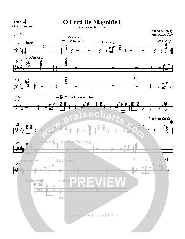 O Lord Be Magnified Trombone 1/2/3 (Mark Cole)