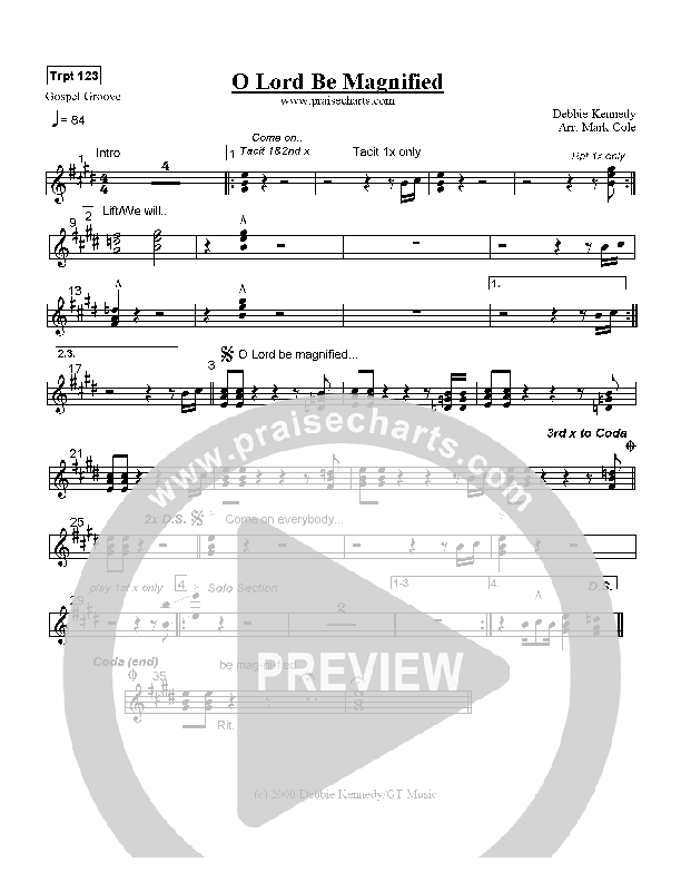 O Lord Be Magnified Trumpet 1/2/3 (Mark Cole)