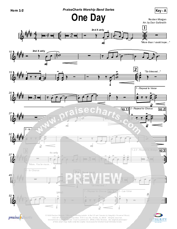 One Day French Horn 1/2 (Hillsong Worship)