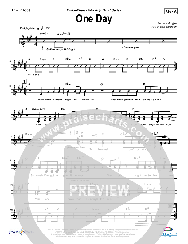 One Day Lead Sheet (SAT) (Hillsong Worship)