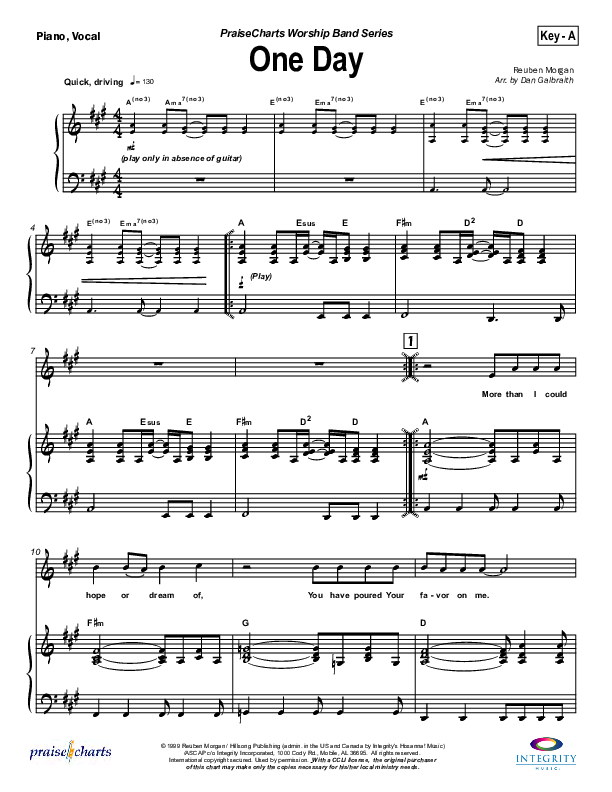 One Day Piano/Vocal & Lead (Hillsong Worship)