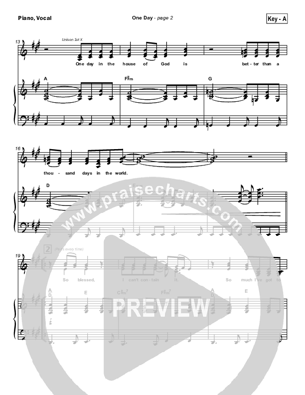 One Day Piano/Vocal & Lead (Hillsong Worship)
