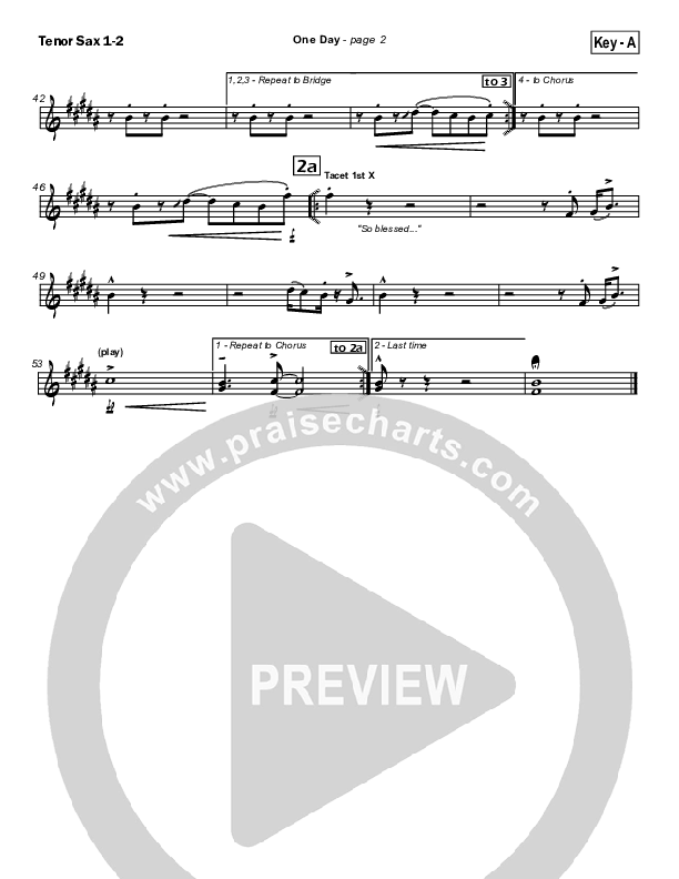 One Day Tenor Sax 1/2 (Hillsong Worship)