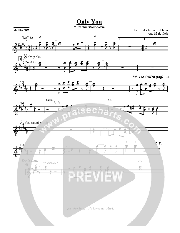 Only You Alto Sax 1/2 (Paul Baloche)