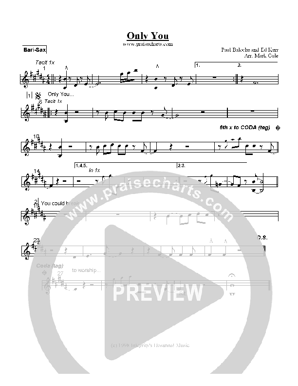 Only You Bari Sax (Paul Baloche)