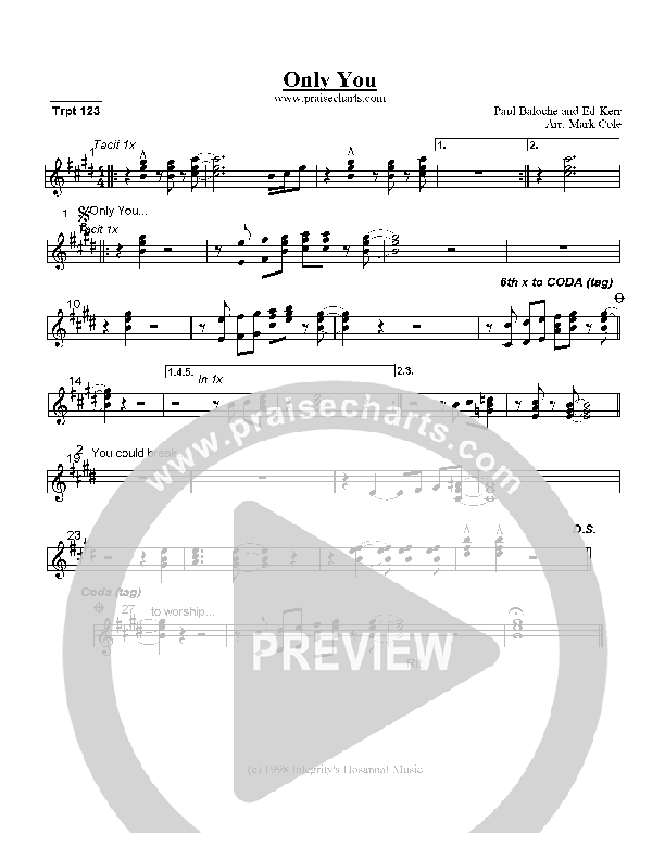 Only You Trumpet 1/2/3 (Paul Baloche)