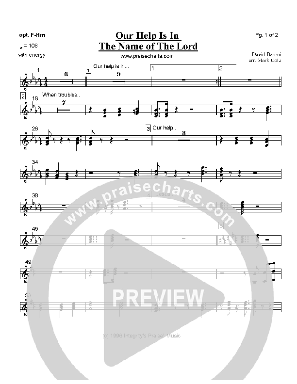 Our Help is in the Name of the Lord French Horn (David Baroni)
