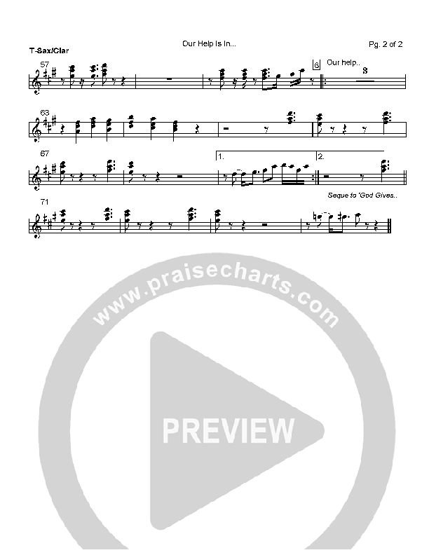 Our Help is in the Name of the Lord Tenor Sax/Clarinet (David Baroni)