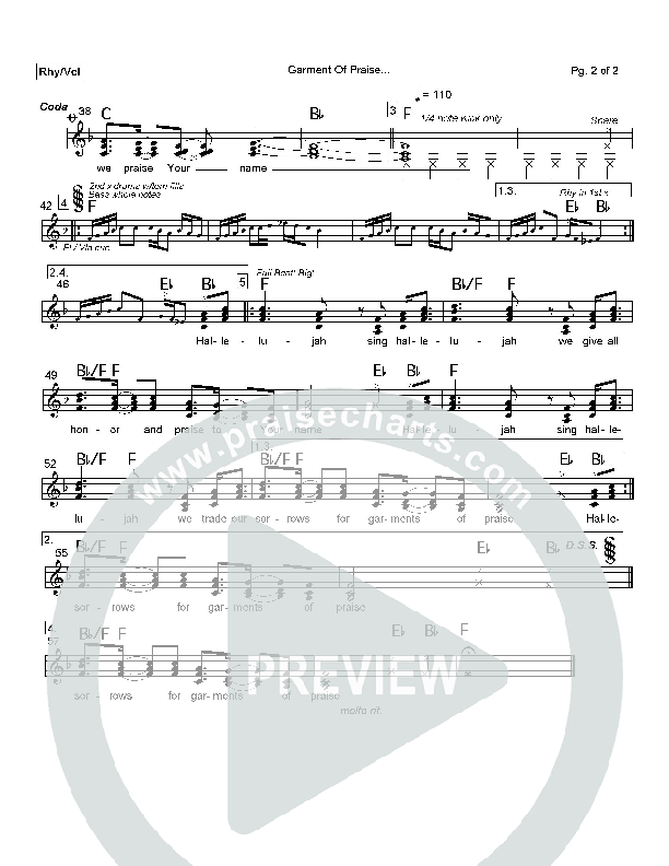 Garments of Praise Lead Sheet (SAT) (Robin Mark)