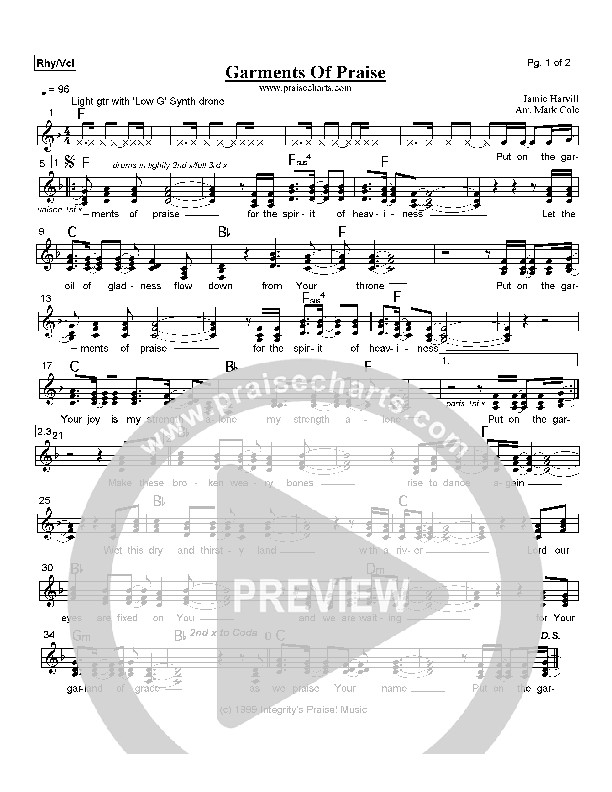 Garments of Praise Rhythm/Vocal (Robin Mark)