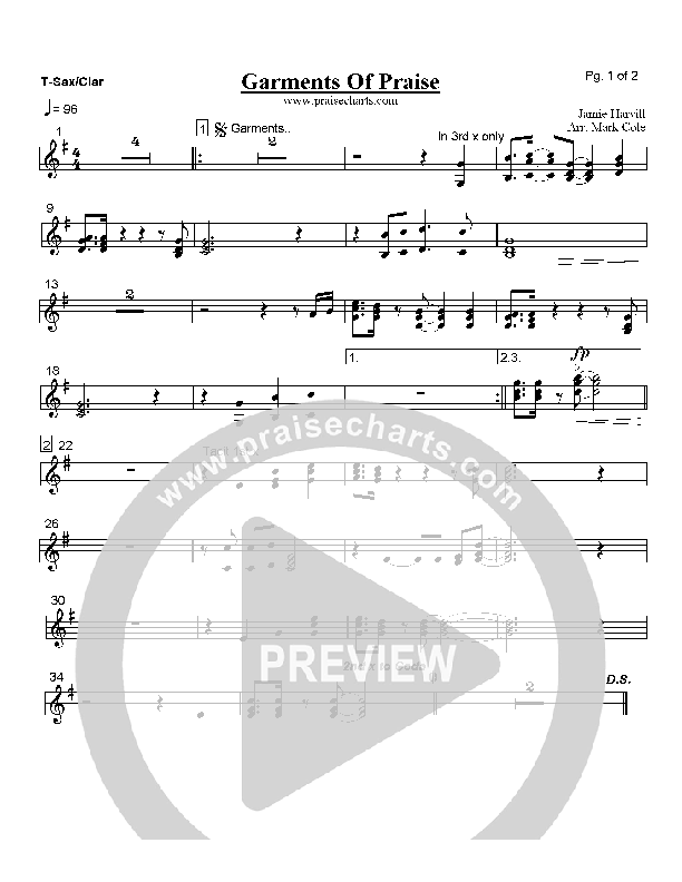 Garments of Praise Tenor Sax/Clarinet (Robin Mark)