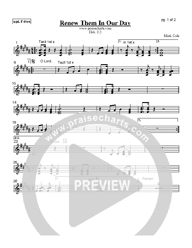 Renew Them in our Day French Horn (Mark Cole)