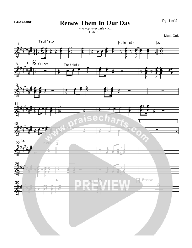 Renew Them in our Day Tenor Sax/Clarinet (Mark Cole)