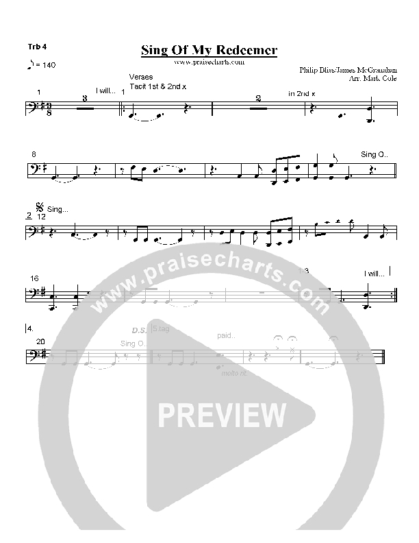 Sing of My Redeemer Trombone 4 (Mark Cole)