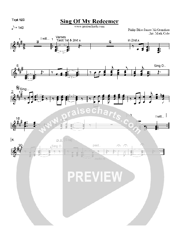 Sing of My Redeemer Trumpet 1/2/3 (Mark Cole)