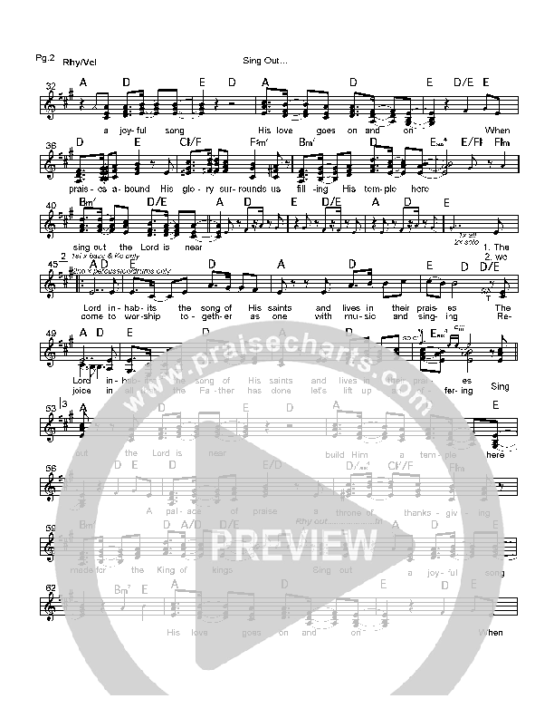 Sing Out Lead Sheet (Ron Kenoly)
