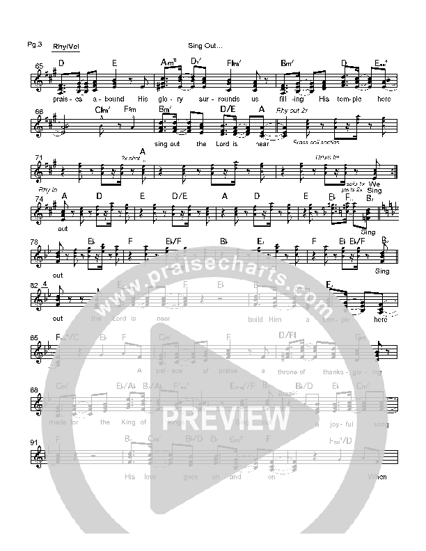 Sing Out Lead Sheet (Ron Kenoly)