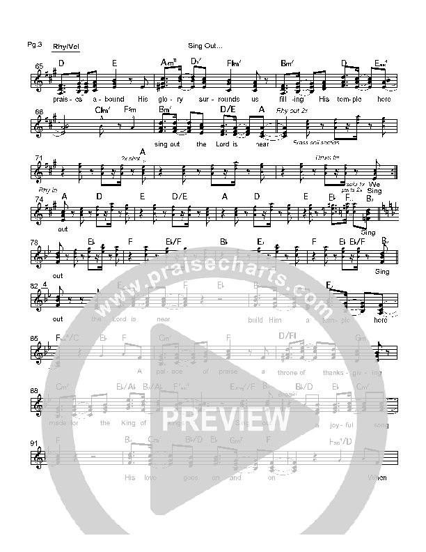 Sing Out Lead Sheet (SAT) (Ron Kenoly)