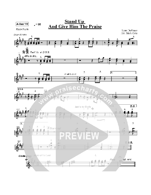 Stand Up and Give Him the Praise Alto Sax 1/2 (Lynn DeShazo)