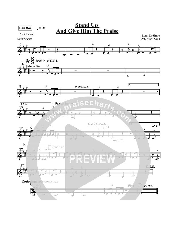 Stand Up and Give Him the Praise Bari Sax (Lynn DeShazo)