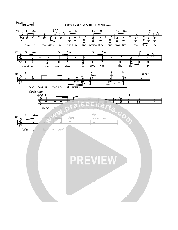 Stand Up and Give Him the Praise Lead Sheet (Lynn DeShazo)