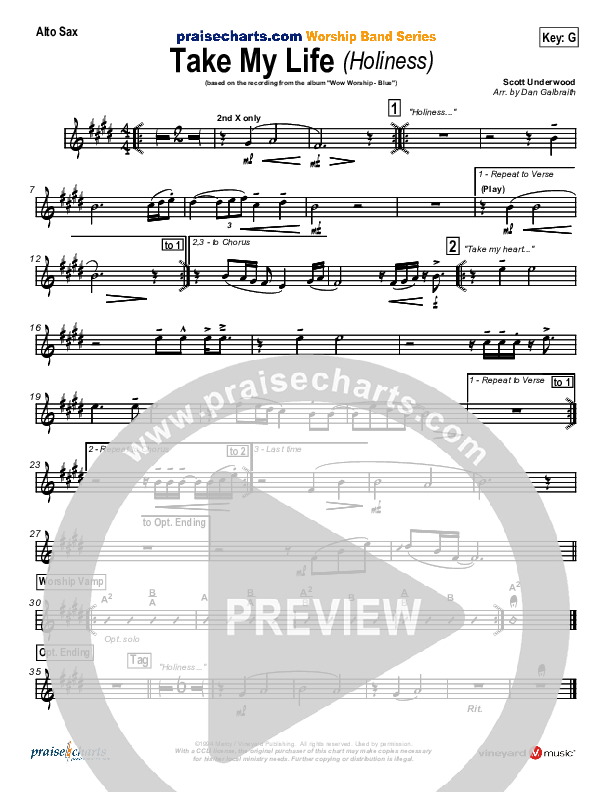 Take My Life Alto Sax (Scott Underwood)