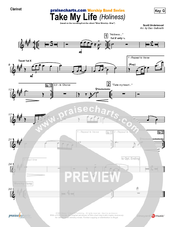 Take My Life Clarinet (Scott Underwood)