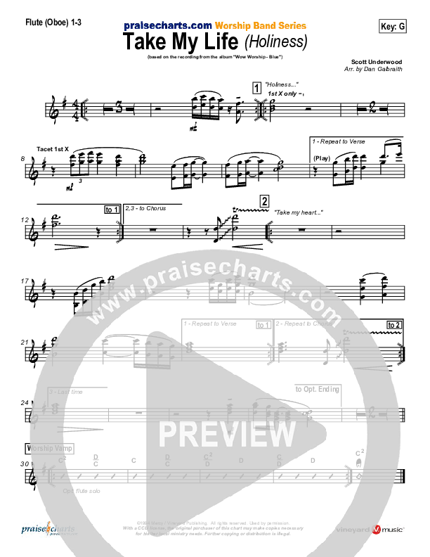 Take My Life Flute/Oboe 1/2/3 (Scott Underwood)