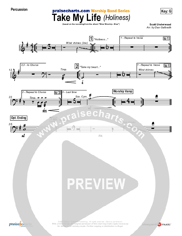 Take My Life Percussion (Scott Underwood)