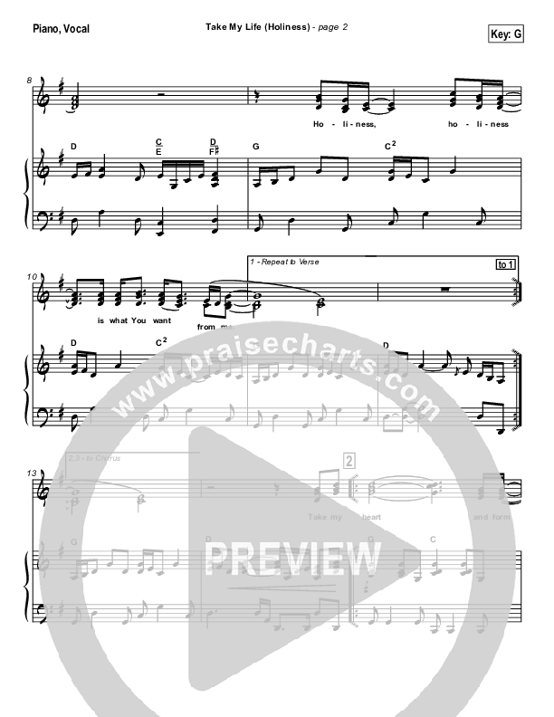 Take My Life Piano/Vocal & Lead (Scott Underwood)