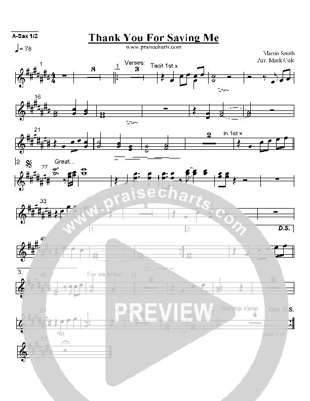 Thank You For Saving Me Alto Sax 1/2 (Delirious)