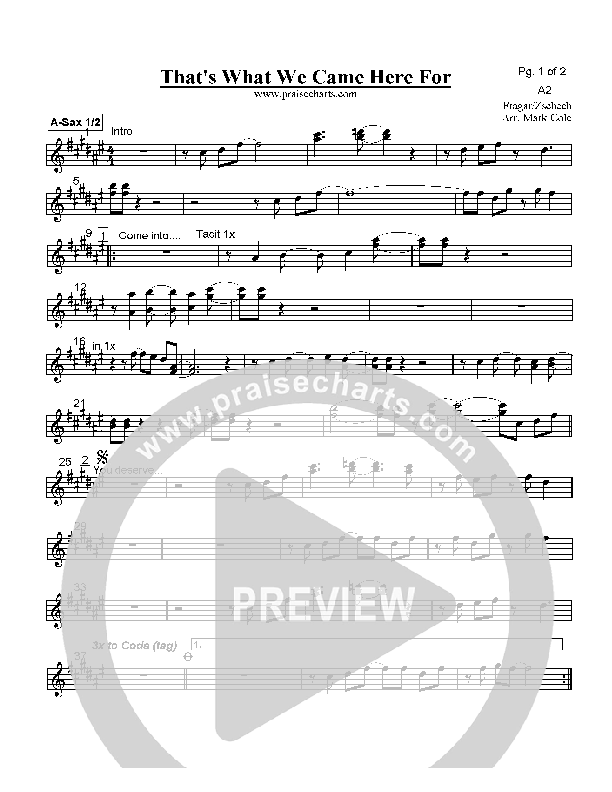 That's What We Came Here For Alto Sax 1/2 (Hillsong Worship)