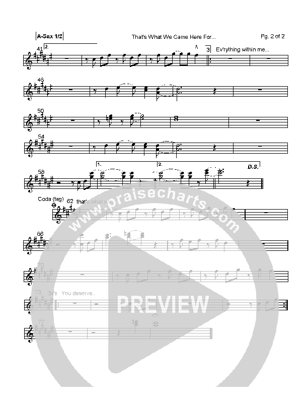 That's What We Came Here For Alto Sax 1/2 (Hillsong Worship)