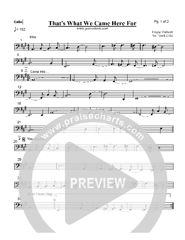 That's What We Came Here For Cello (Hillsong Worship)