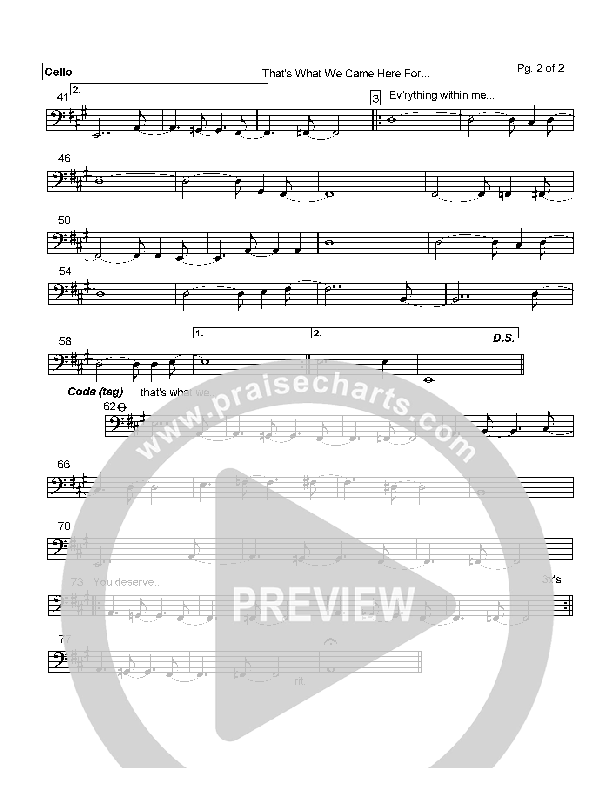 That's What We Came Here For Cello (Hillsong Worship)