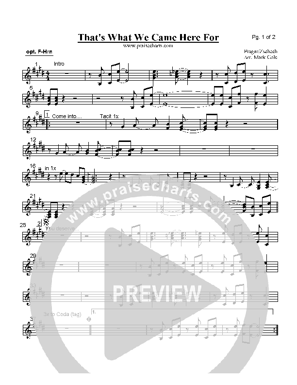 That's What We Came Here For French Horn (Hillsong Worship)