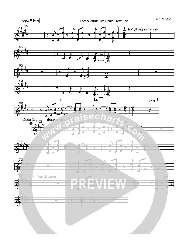 That's What We Came Here For French Horn (Hillsong Worship)