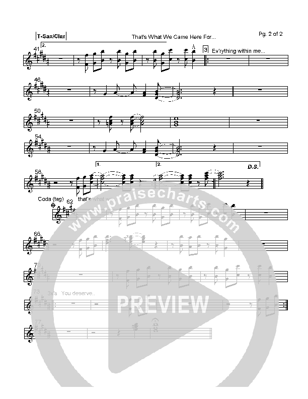 That's What We Came Here For Tenor Sax/Clarinet (Hillsong Worship)