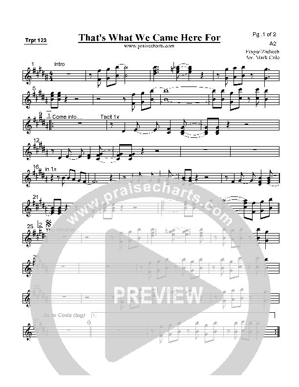 That's What We Came Here For Trumpet 1/2/3 (Hillsong Worship)