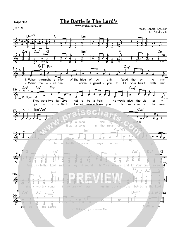 The Battle Is The Lord's Acoustic Guitar (Capo 1) (Ron Kenoly)