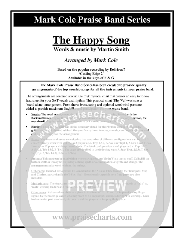 The Happy Song Cover Sheet (Delirious)