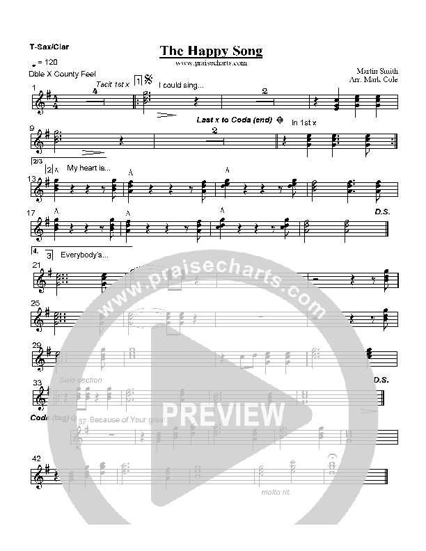 The Happy Song Tenor Sax/Clarinet (Delirious)