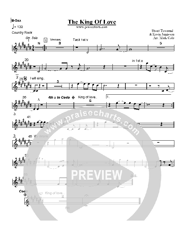 The King of Love Bari Sax (Stuart Townend)